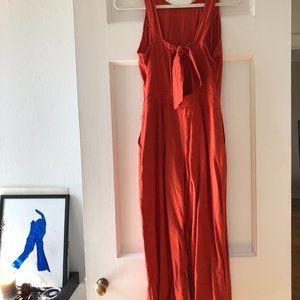 Tie-back linen jumpsuit